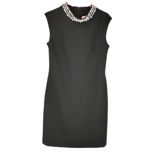 Eliza J Textured Black Dress with Pearl Neckline Sleeveless LBD Party Sz 8